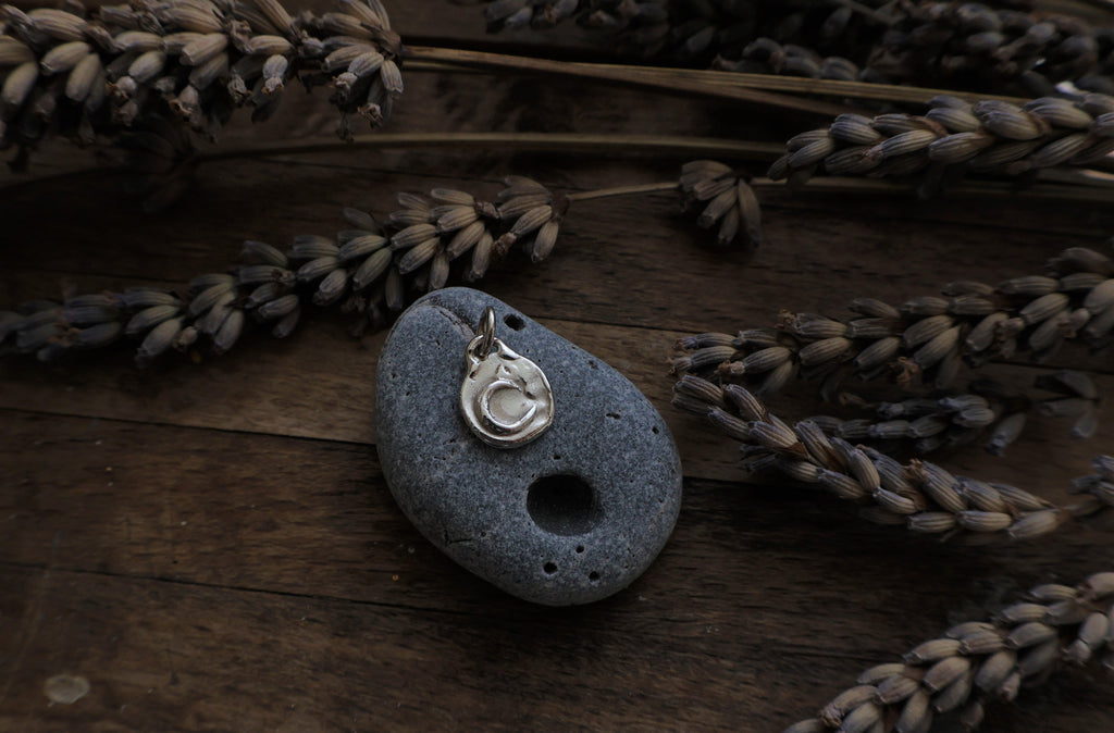 Handcrafted Sterling Silver Crescent Moon Pendant II