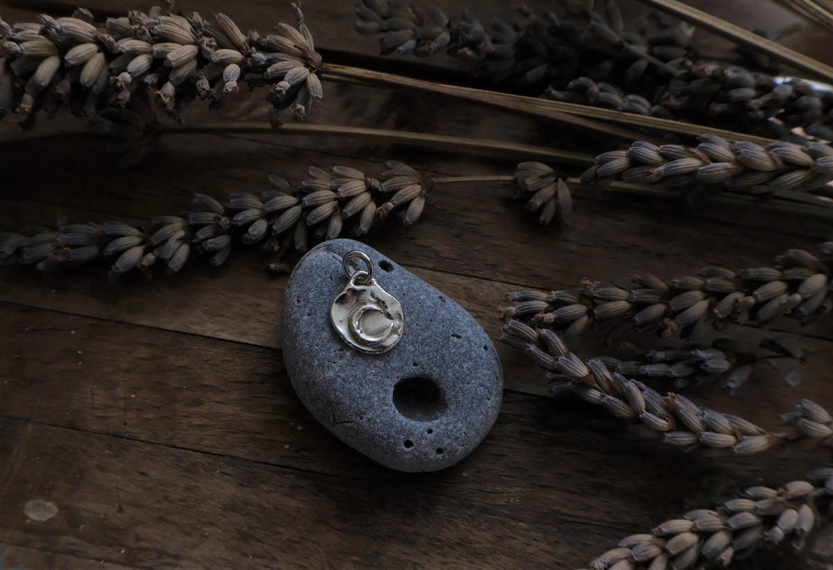 Handcrafted Sterling Silver Crescent Moon Pendant III