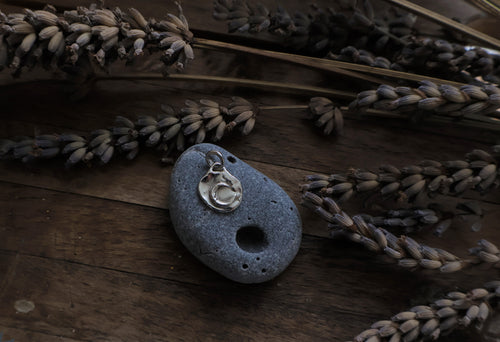 Handcrafted Sterling Silver Crescent Moon Pendant III