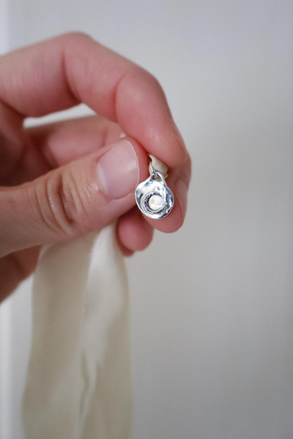 Handcrafted Sterling Silver Crescent Moon Pendant III